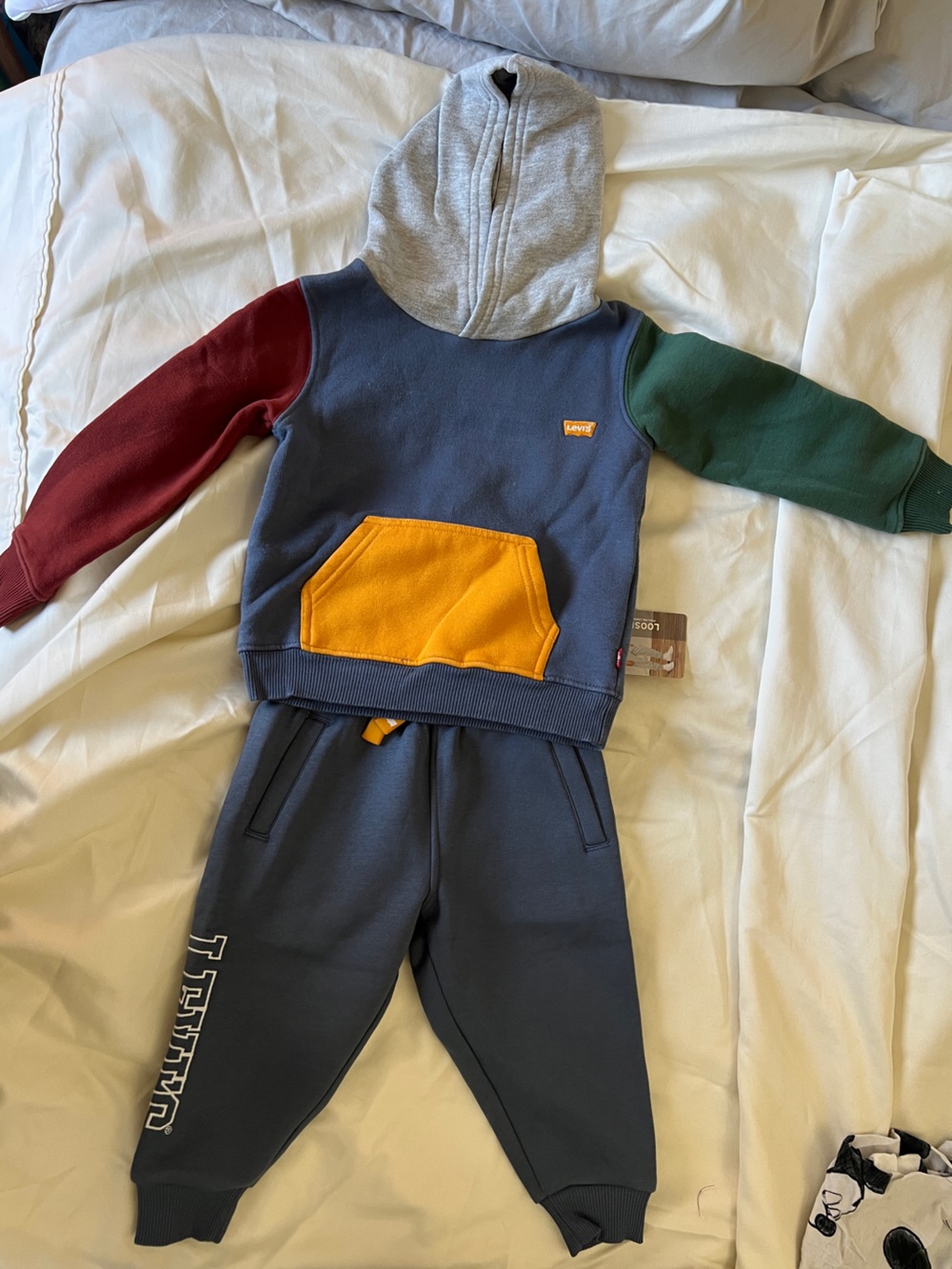Levi's Colorblock Kids Sweatpants in Navy, Yellow & Multicolor Sleeves